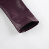 Lady Retro Burgundy Belted Leather Jacket Solid Stand Collar Long-sleeved Cropped Coat Women Daily Street Outerwear