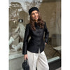 Satin Knot Button Short Coat Women Retro Full Sleeves Waist Cinching Single Breasted Coats Lady Spring Daily Wear