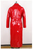 Spring Autumn Long Waterproof Shiny Reflective Black Patent Leather Cocoon Coat Women Sashes Designer Clothes