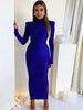 Shoulder Padded Long Sleeve Bodycon Green Party Club Maxi Long Dress Spring Autumn Women Elegant Clothes