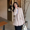 Elegant Plaid Women Blazer French Small Fragrance Raw Edges Tassel Suit Jacket Button Loose Casual Aesthetic Female Coat