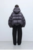 Stylish Silhouette 90% White Goose down Hooded down Jacket for Women, Curved Sleeve Puffer Coat, Thickened Outerwear, Winter Model