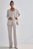 3 Pieces Herringbone Women's Suits Pants Set Top Bra+Blazer+Trousers or Skirt Formal Office Lady Prom Jacket Coat Winter Outfit