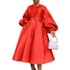 African Party Evening Dresses for Women Elegant Autumn Long Lantern Sleeve O-neck Midi Dress Birthday Dress for Women S-3XL