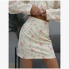 Floral Print Blazer Women's Skirt Set Elegant Cropped Jacket Mini Skirt Two Piece Set Spring Business Casual Outfit
