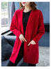 Knitted Shirt Casual Long Sleeve Loose Medium Length Outwear Sweater Coat Women Autumn Knitwears Cardigan Mujer