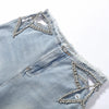 Y2K Women's Diamond Star Blue Jeans High Waist Pockets Zipper Wide Leg Denim Pant Summer Autumn Lady Street All-match Pants