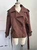 Women V-neck Lapel Belt Trench Coat Lace Up Full Sleeve Button Short Thin Windbreak Lady Daily Street Outerwear