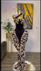 Women Print Patchwork Stacked Ruched Long Sleeve Bodycon Midi Maxi Long Dress Birthday Vacation Sexy Party Dresses