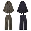 Turn Down Collar Loose Top Jacket Women Autumn Two-piece Sets