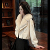 Winter Foreign Style Niche Beige Fur Collar Short Cotton Clothes Women's Loose Versatile and Thin Coat Coat