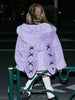 Winter Sweet Kawaii Soft Warm Purple Faux Fur Coat Women Bunny Ears Designer Clothes Fluffy Jacket Hoodie