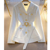 Women Blazer Coat Autumn Long Sleeve Single Breasted Belt Pocket Elegant Office Ladies Suit Jacket Lady Outerwear Tops