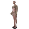 Women Sexy Dancing Dress Set Women's Beaded Knitted Sweater Three Piece Set Looking