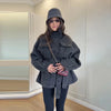 Elegant Woolen Women Short Coat Urban Stand Collar Long Sleeve Belt Pocket Female Outwear Autumn Winter Lady Streetwear