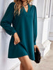 Office Lady Shirt Style Dresses Women's V-neck Long Sleeved Mini Dress Spring Autumn Solid Color Work Clothes