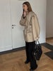 Solid Oversized Tie-waist Cropped Trench Coat Women Drop Shoulder Outerwear Lady Spring Modern Edgy Streetwear Coat