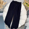Autumn Winter Women Chic Designer Cotton High Waisted Sweatpants Lady Versatile Casual Solid Wide Leg Straight Leg Trousers