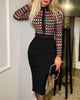 Women's Printed Tight A-line Skirt Sexy Suit Collar Dress Wrapped Buttocks For Women With Belt