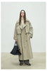 Spring Autumn Oversized Khaki Long Trench Coat for Women Double Breasted Loose Casual European Overcoat