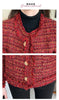 Autumn French High end Temperament Red Fragrant Coat Women's Short Thick Tweed OutwearFashion Women Slim Thicken Jacket