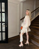 Female Long Flare Sleeves Lace Up Mini Dress Elegant Chiffon Ruffle High Waist Vestidos Autumn Woman Party Wear