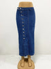 Autumn Women High-waist Retro Button Irregula Skirt Slit Washed Blue Denim Skirts Woman Package Hip Jeans Skirt Streetwear