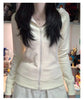 Streetwear Black Hoodie Coat Women's Clothing Hooded Zipper Slim Fit Y2k Jackets Casual Sweatshirts Tops Ropa Mujer