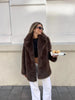 Faux Fur Lapel Coat Women's Elegant Solid Loose Lace-Up Leisure Jacket Winter Female Keep Warm Fur Coat