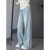 Washed Vintage Straight Jeans Women Versatile Casual High Waisted Light Blue Denim Pants Woman Streetwear Wide Leg Trousers