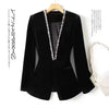 Gold velvet beaded Women Blazer Korean Autumn Long Sleeve Office Work Blazers Lady Jackets Coat Female Tops