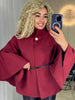 Women's Jackets Oversized Belt Tunic Jacket Autumn Winter Coat Female Red Brown Black Jacket Cropped Bat Sleeved Outerwears