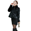 Autumn Winter Real Genuine Rabbit Fur Coat Women Full Pelt Real Rabbit Fur Jacket Fur Mandarin Collar Overcoats