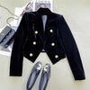 Velvet Double Breasted Shirt With A Slimming And Versatile Style Suitable For Short Stature Short Suit Jacket Women