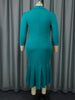 Women's Elegant Polo Collar Office Dress Long Sleeve High Waist Autumn Winter Solid Color Commuting Workwear