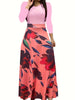 Chic Floral Maxi Dress - Casual Fit & Flare with High-Waist Design, Long Sleeves, and Easy Care Knit for Women