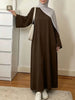 Muslim Abaya Dress for Women Solid Color Loose Long Sleeve Maxi Dress Casual Islamic Kaftan Modest Prayer Robe