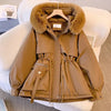 Detachable Pai Overcomes Women's Winter Casual Down Cotton Thicken Hooded Coat Female loose Warm Wool Overcoat