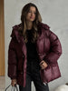 Solid Zipper Drawstring Puffer Jacket Quilted Water-Resistant Loose Winter/Fall Warm Women Outerwear Daily Causal Lady Coat