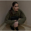 Casual Suede Jackets Women Loose High Neck Long Sleeves Pocket Zipper Coats Female Autumn Winter Chic Solid Outwear