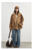 Women Faux Leather Coat Single Breasted Loose Casual Motorcycle Suit Suede Fur Jacket Female Top Autumn Winter
