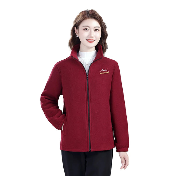 Autumn Winter Fleece Jacket Women Clothing Zipper Sweatshirt Warm Long Sleeve Thick Cardigan Sport Outdoor Warm Sweatshirt