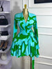 Spring Women Flare Long Sleeve V-neck Sashes Ruffle Mini Dress Street Elegant Sexy Vacation Party Birthday Dresses