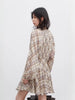 Women Dresses V Neck Loose Casual A Line Lace Up Long Sleeved Plaid Dress Puff Sleeve Spring Autumn