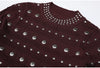 Spring And Autumn Elastic Knitted Round Neck Slim Fit Metal Sheet Long Sleeved Women's Dress