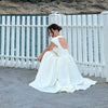 Women Circle Cut Out Back Dress Wide Shoulders and Fitted Waist Prom Dress Fluffy Hem Midi Wedding Party Dresses