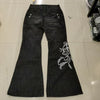 Y2K Micro La Retro Wide Jeans Leg Pants High Waist Harajuku Loose Embroidered Women Jeans with Rock Punk Style