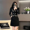 Autumn and Winter French Style Unique and Beautiful Temperament Black Elegant Women's Dress