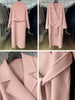 Pink Double Sided Cashmere Coat Women's Mid Length Autumn Winter High End Split Belt Coats Streetwear 2DA7712