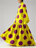 Women's Vintage Purple Polka Dot Maxi Dress Spring Lantern Sleeves Artistic Vacation Party Skirt Dresses for Woman